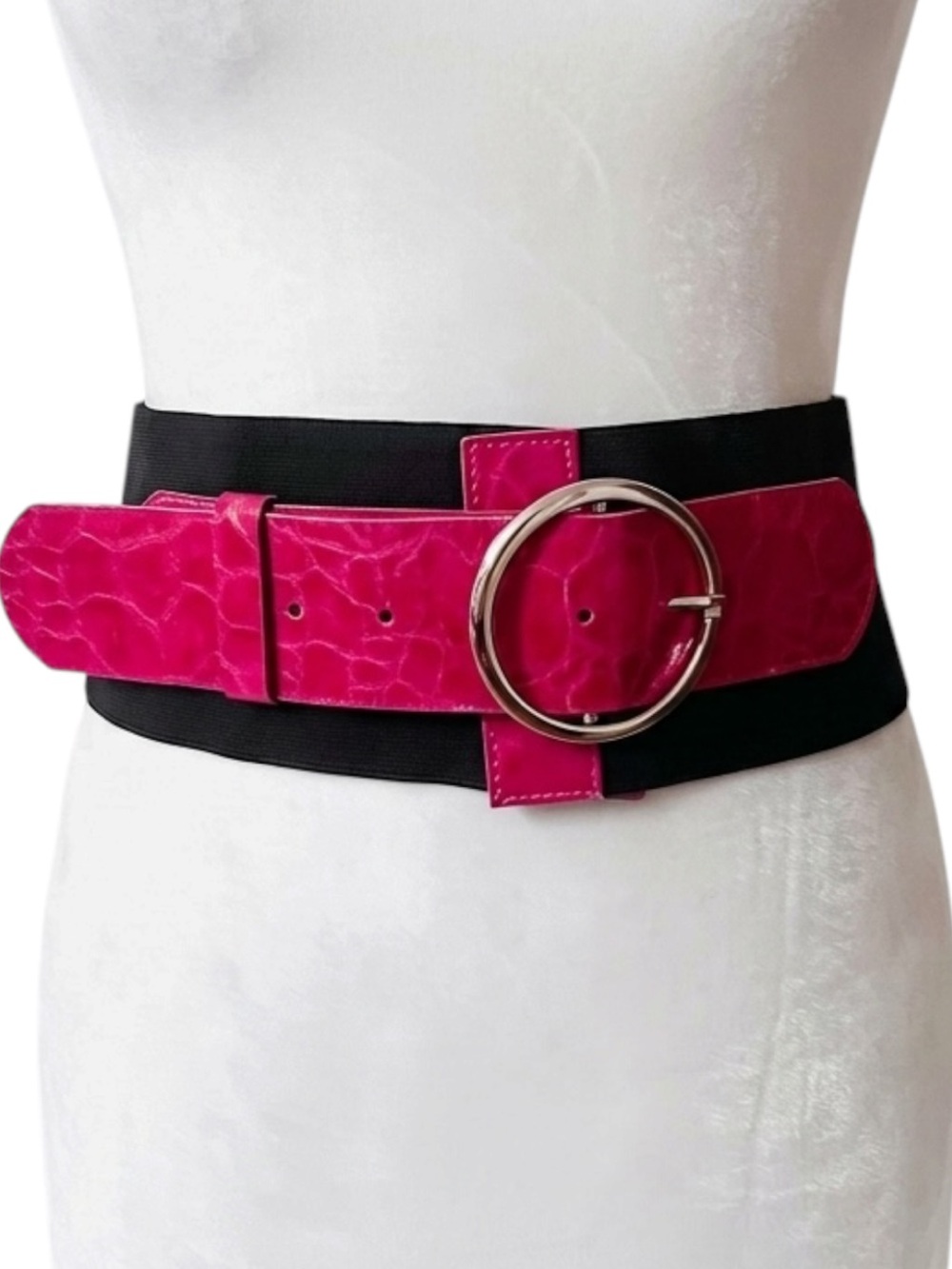 Antoniazzi Firenze rare Fuchsia Crocodile Leather Statement cinch Belt Italy Y2K